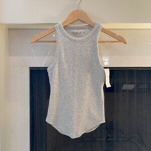 Abercrombie & Fitch Essential Rib Tuckable Crew Tank in Light Grey